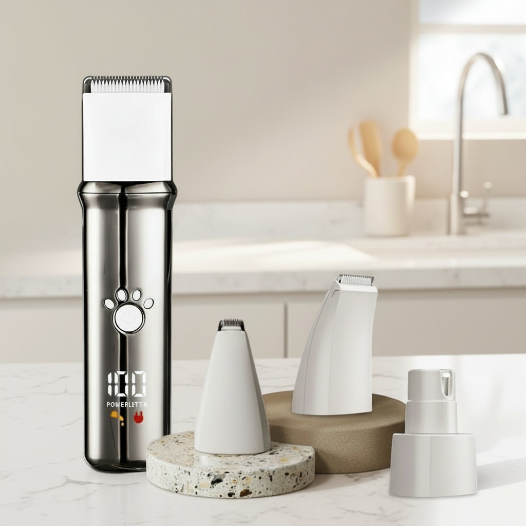 Quiet cat grooming clippers with ceramic blade and 4 attachment combs